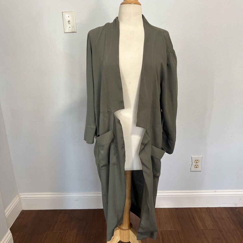 Chelsea 28 Women Green Open Front Cardigan XS Tunic‎ Pockets